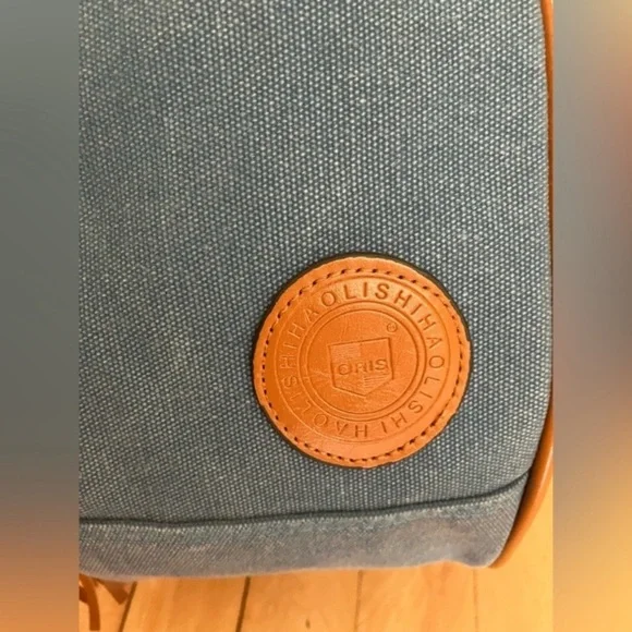 Oris Blue Canvas Brown Leather Jet Setter Bag - Picture 6 of 12